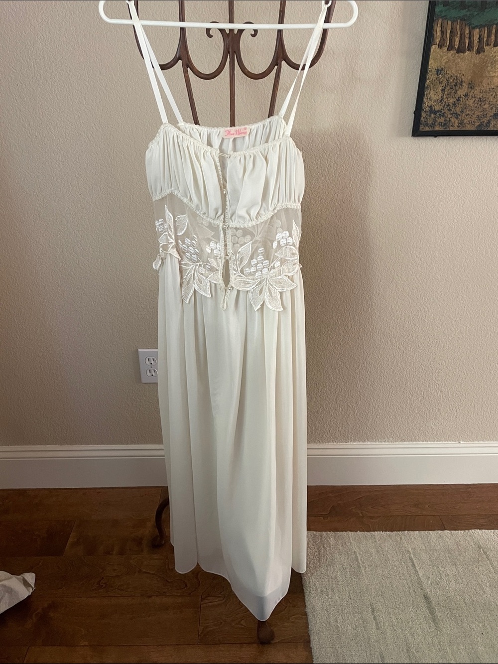 Vintage Flora Nikrooz chiffon and embroidered lace gown